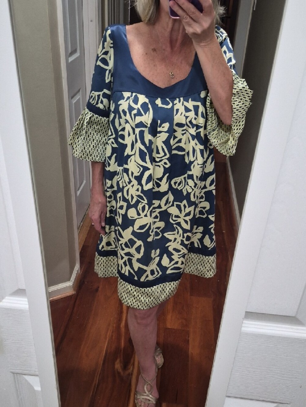 Max & Cleo Marine Blue/Pale Yellow Floral Shift Dress